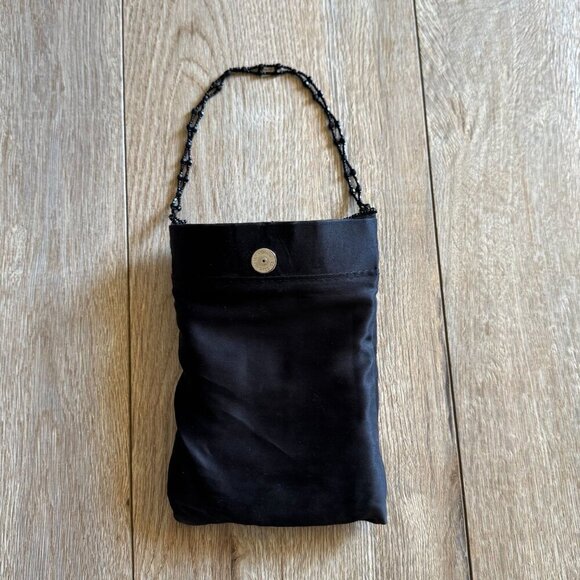 Vintage Y2K GAP Black Beaded Chiffon Satin Whimsigoth Black Tie Evening Mini Bag - Picture 8 of 10